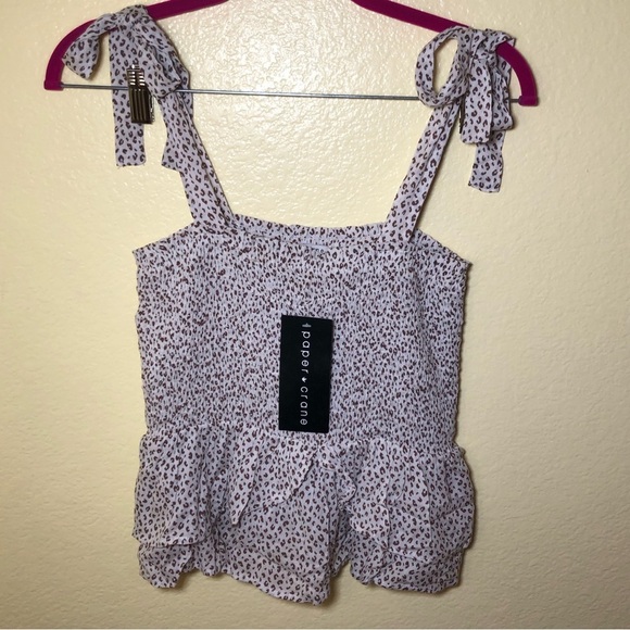 Paper crane animal print flowy crop top size L - Picture 3 of 8
